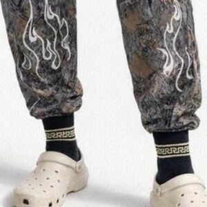 & Other Stories Black Dress Socks with Yellow Geometric Trim